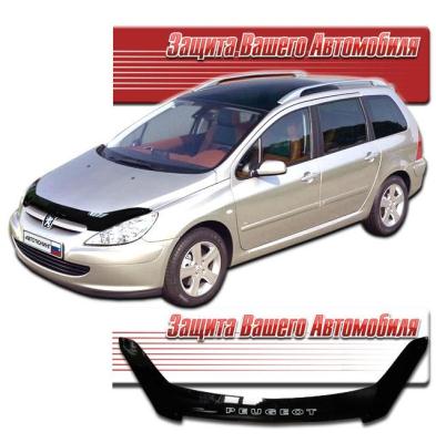 Дефлектор капота Classic черный Peugeot 307  SW 2002.