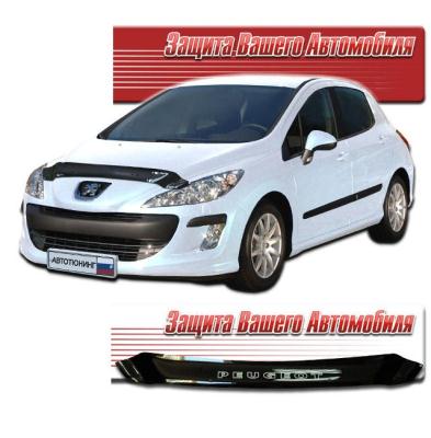 Дефлектор капота Classic черный Peugeot 308 хетчбек 2009.