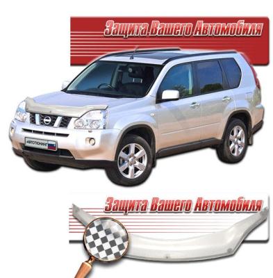 Дефлектор капота Шелкография белая Nissan X-Trail 2007.