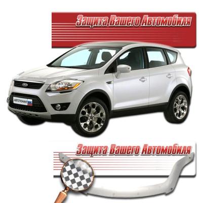 Дефлектор капота Шелкография белая Ford Kuga 2008 - 2012.