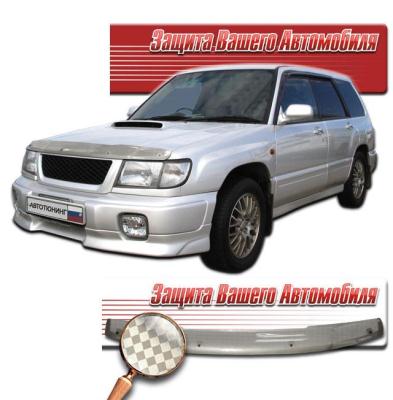 Дефлектор капота Шелкография серебро Subaru Forester 1997 - 2000.