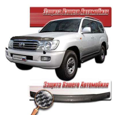 Дефлектор капота Шелкография "карбон" серебро Toyota Land Cruiser 100 2002 - 2007.