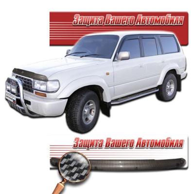 Дефлектор капота Шелкография "карбон" серебро Toyota Land Cruiser 80 1989 - 1998.