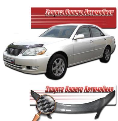 Дефлектор капота Шелкография "карбон" серебро Toyota Mark-2 2000 - 2002.