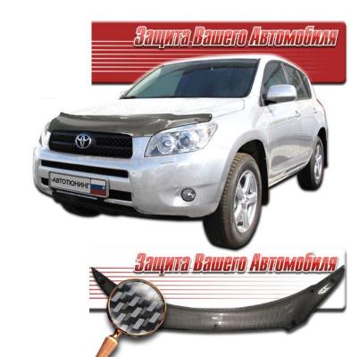 Дефлектор капота Шелкография "карбон" серебро Toyota RAV 4 2006 - 2008.