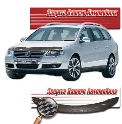 Дефлектор капота Шелкография "карбон" серебро Volkswagen Passat 2006.