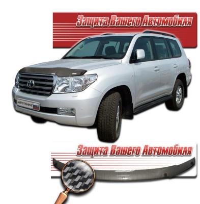 Дефлектор капота Шелкография "карбон" серебро Toyota Land Cruiser 200 2008.