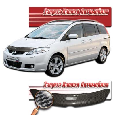 Дефлектор капота Шелкография "карбон" серебро Mazda Premacy 2005.