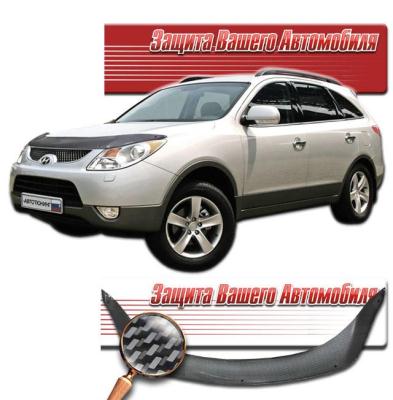 Дефлектор капота Шелкография "карбон" серебро Hyundai ix55 2009.