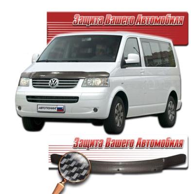 Дефлектор капота Шелкография "карбон" серебро Volkswagen Transporter 2003.