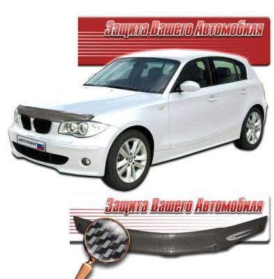 Дефлектор капота Шелкография "карбон" серебро BMW 1 2004 - 2010.