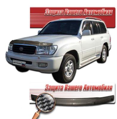 Дефлектор капота Шелкография "карбон" серебро Toyota Land Cruiser 100 1998 - 2002.