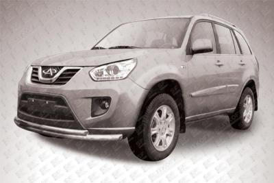 Защита переднего бампера d57+d42 двойная Chery Tiggo FL.