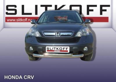 Защита переднего бампера d76+d57 двойная Honda CR-V 2009.