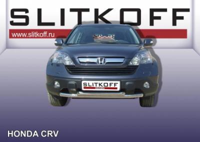 Защита переднего бампера d57+d57 двойная Honda CR-V 2009.