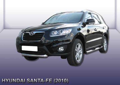 Защита переднего бампера d76 короткая Hyundai Santa Fe 2010.