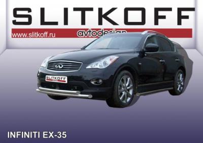 Защита переднего бампера d57+d57 двойная Infiniti EX35 2008.