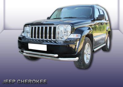 Защита переднего бампера d76+d57 Jeep CHEROKEE 2012.