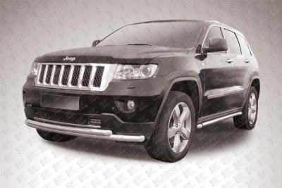 Защита переднего бампера d57+d57 двойная радиусная Jeep Grand Cherokee.