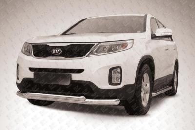 Защита переднего бампера d76+d57 двойная KIA SORENTO 2013.