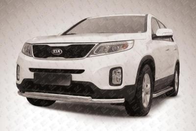 Защита переднего бампера d57+d42 двойная радиусная KIA SORENTO 2013.