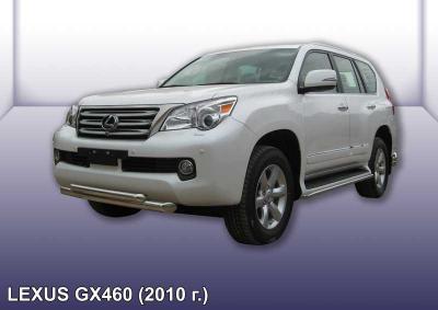 Защита переднего бампера d76+d57 двойная короткая Lexus GX460 2010.