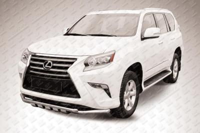 Защита переднего бампера d57+d57 двойная с профильной ЗК Lexus GX460 2013.