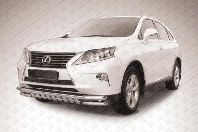 Защита переднего бампера d57+57 двойная с защитой картера Lexus RX-350/RX-270 2012.