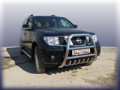 Кенгурятник d76 высокий с защитой картера Nissan Navara.