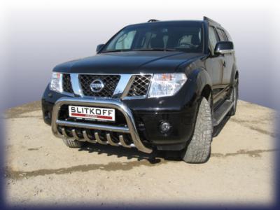 Кенгурятник d76 низкий с защитой картера Nissan Pathfinder 2004.