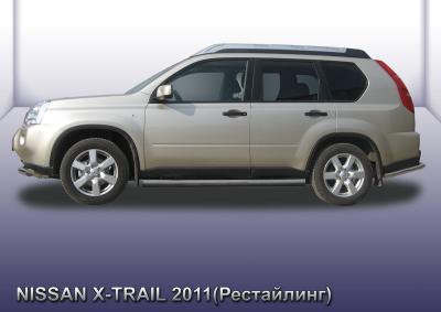 Пороги d76 труба Nissan X-Trail 2011.