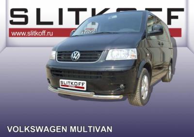 Защита переднего бампера d57+d57 двойная Volkswagen Multivan.