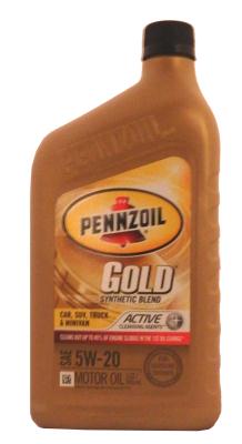 Pennzoil PENNZOIL GOLD SAE 5W-20 SYNTHETIC BLEND MOTOR OIL .