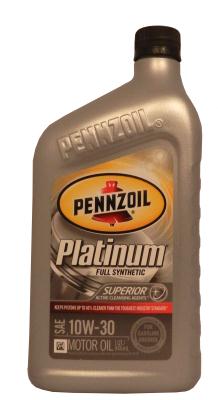 Pennzoil PENNZOIL PLATINUM SAE 10W-30 FULL SYNTHETIC MOTOR OIL .