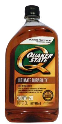 Quaker State QUAKER STATE ULTIMATE DURABILITY SAE 0W-20 FULL SYNTHETIC MOTOR OIL .