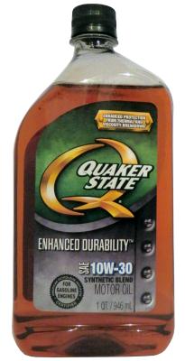 Quaker State QUAKER STATE ENHANCED DURABILITY SAE 10W-30 SYNTHETICBLEND  MOTOR OIL .