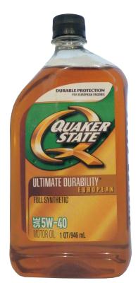 Quaker State QUAKER STATE ULTIMATE DURABILITY EUROPEAN FULL SYNTHETIC 5W-40 MOTOR OIL .